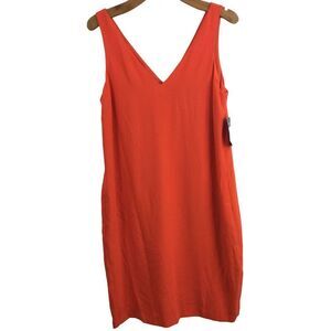 Ralph Lauren Womens Crepe Sleeveless Shift Dress Vienna Orange Size 14 NWT